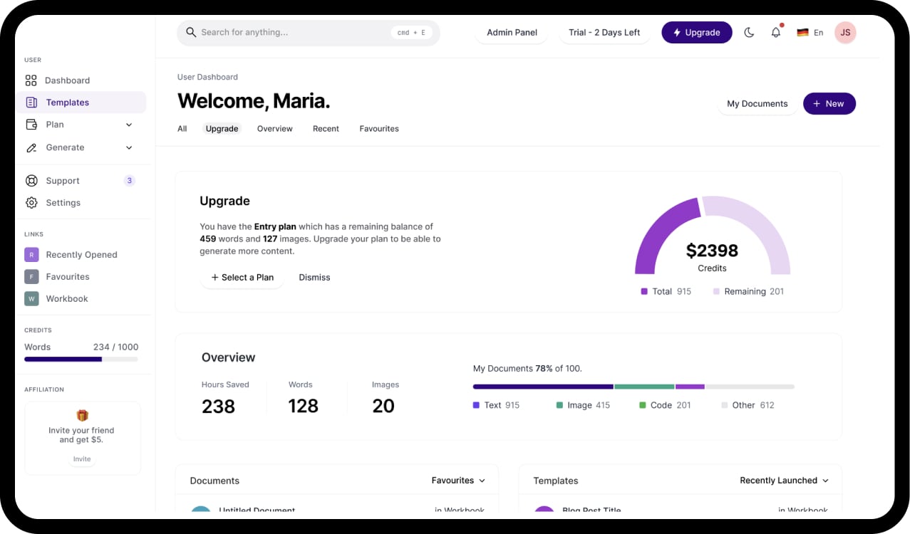 ZenlyAI Dashboard Mockup